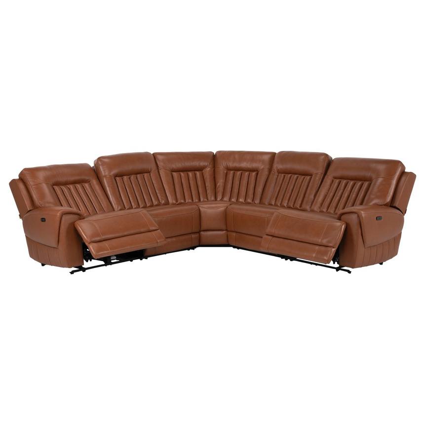 Devin Tan Leather Corner Sofa with 5PCS/2PWR  alternate image, 2 of 9 images.