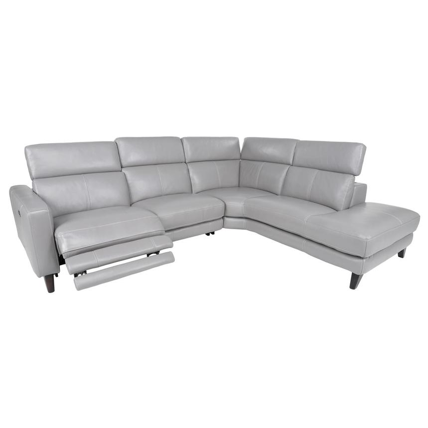 Johana Taupe Leather Power Reclining Sofa w/Right Chaise  alternate image, 2 of 9 images.