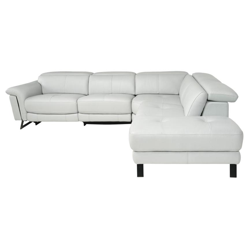 Joshlin Light Gray Leather Power Reclining Sofa w/Right Chaise  alternate image, 7 of 12 images.