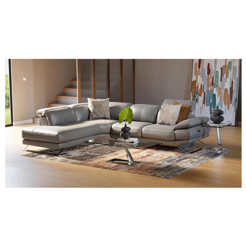 Toronto Silver Leather Power Reclining Sofa w/Left Chaise  alternate image, 2 of 8 images.