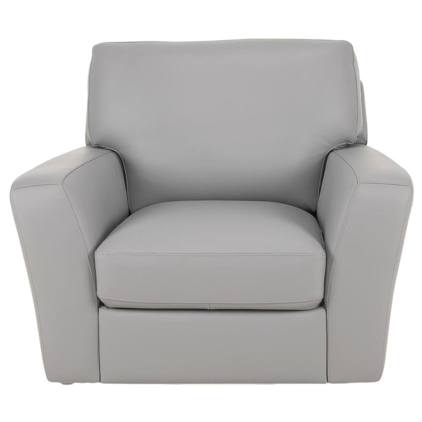 Amadeo Light Gray Leather Chair by Natuzzi Editions  alternate image, 2 of 8 images.