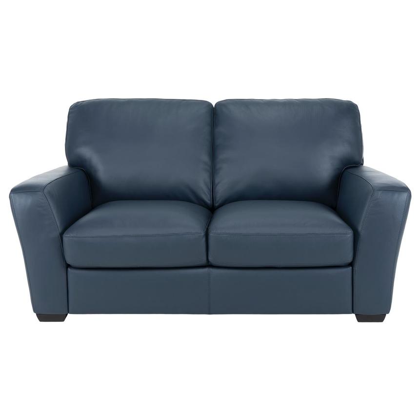 Amadeo Blue Leather Loveseat by Natuzzi Editions  alternate image, 2 of 7 images.