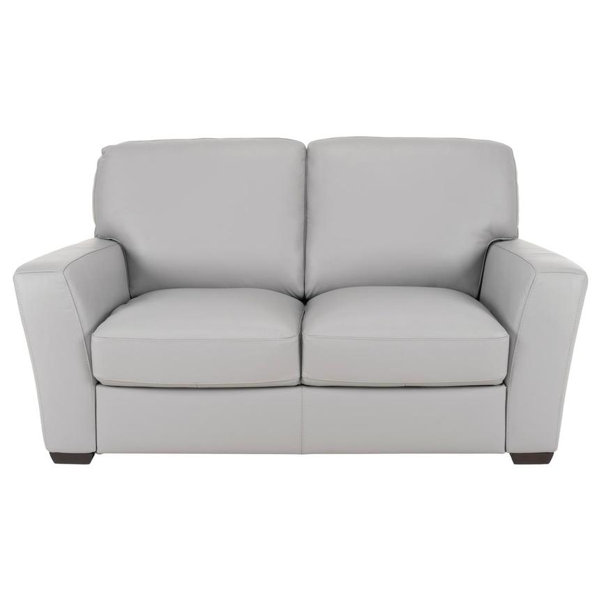 Amadeo Light Gray Leather Loveseat by Natuzzi Editions  alternate image, 2 of 8 images.
