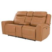 Byron Leather Power Reclining Sofa w/Console  main image, 1 of 12 images.