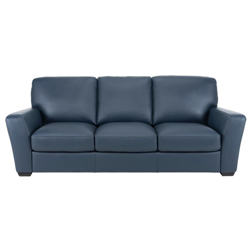 Amadeo Blue Leather Sofa by Natuzzi Editions  alternate image, 2 of 7 images.