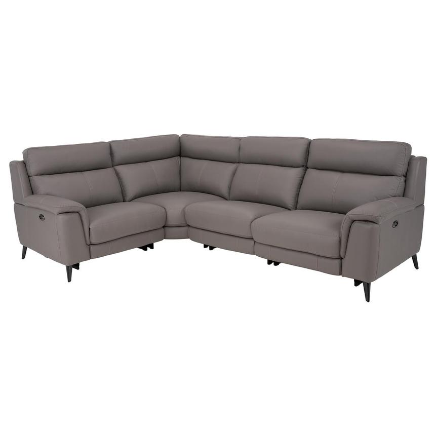 Hazel Gray Leather Power Reclining Sectional with 4PCS/2PWR  main image, 1 of 8 images.