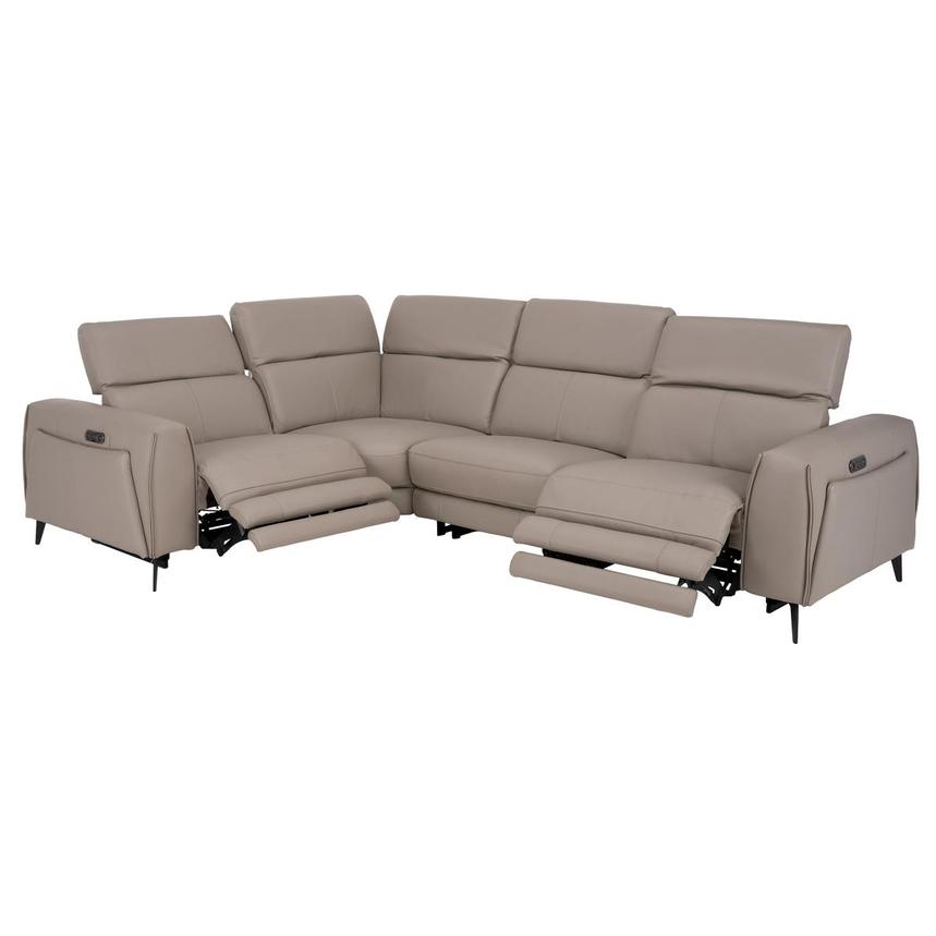 Luke Taupe Leather Power Reclining Sofa with 4PCS/2PWR  alternate image, 2 of 8 images.