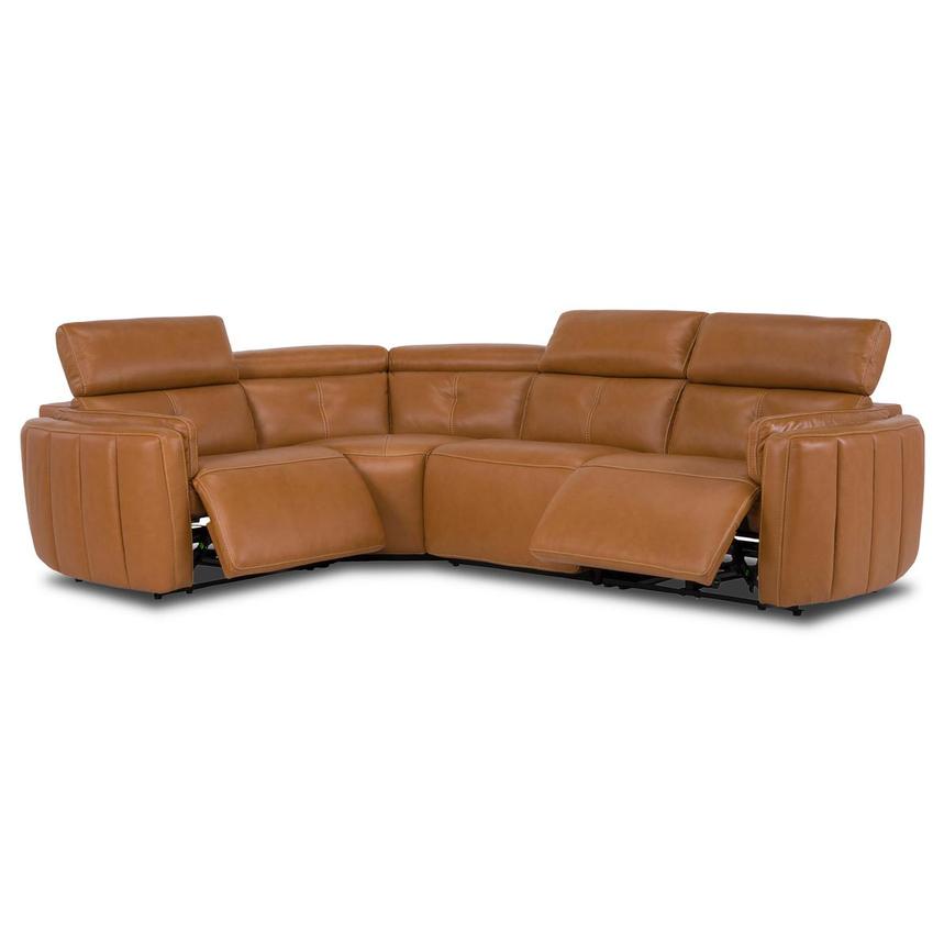 Kamet Tan Leather Power Reclining Sectional with 4PCS/2PWR alternate image, 2 of 7 images.