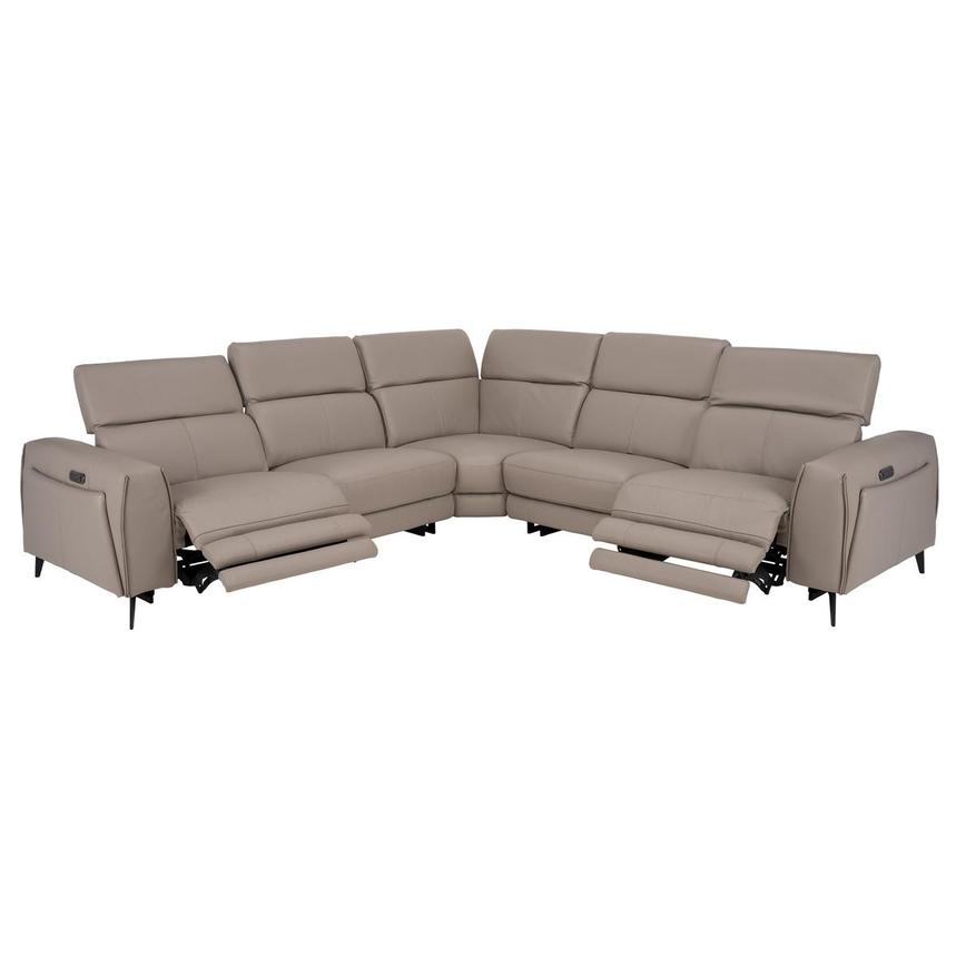 Luke Taupe Leather Power Reclining Sofa with 5PCS/2PWR  alternate image, 2 of 8 images.