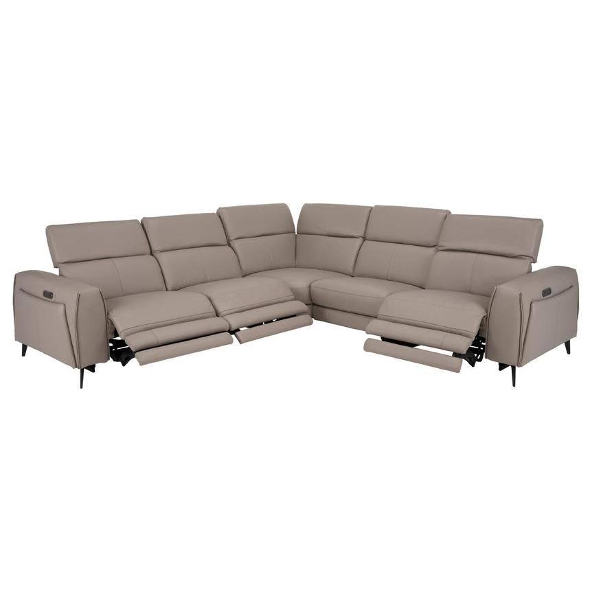 Luke Taupe Leather Power Reclining Sofa with 5PCS/3PWR  alternate image, 2 of 8 images.