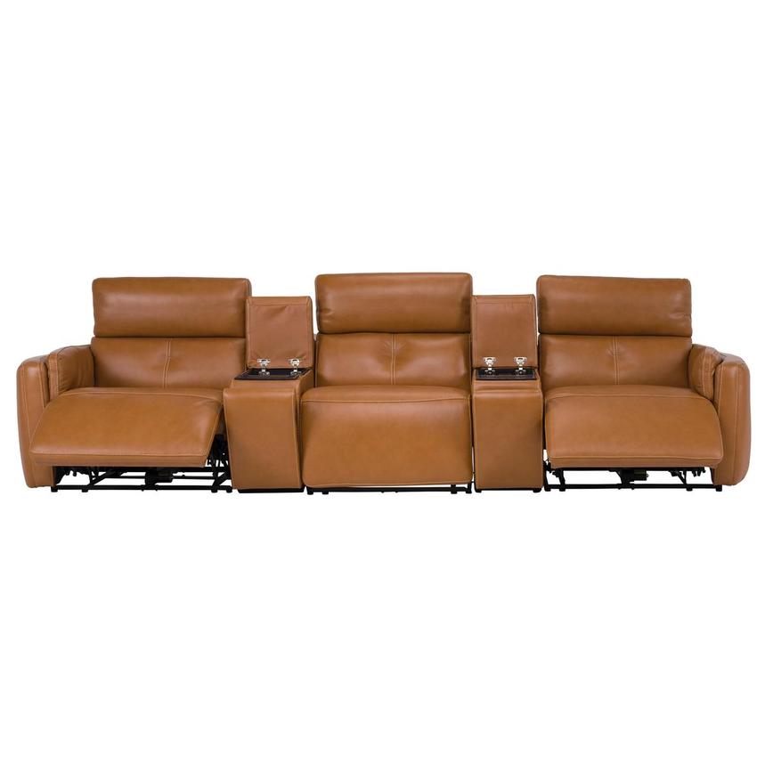 Kamet Tan Home Theater Leather Seating with 5PCS/2PWR alternate image, 2 of 7 images.