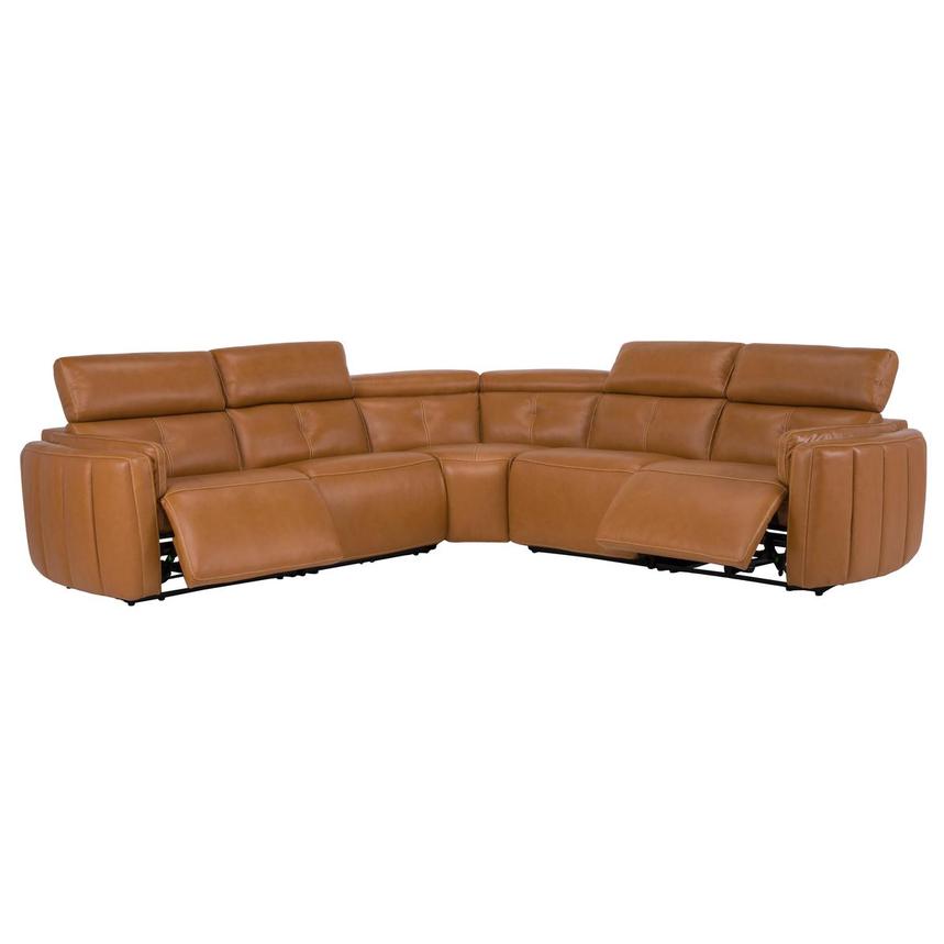 Kamet Tan Leather Power Reclining Sectional with 5PCS/2PWR alternate image, 2 of 7 images.