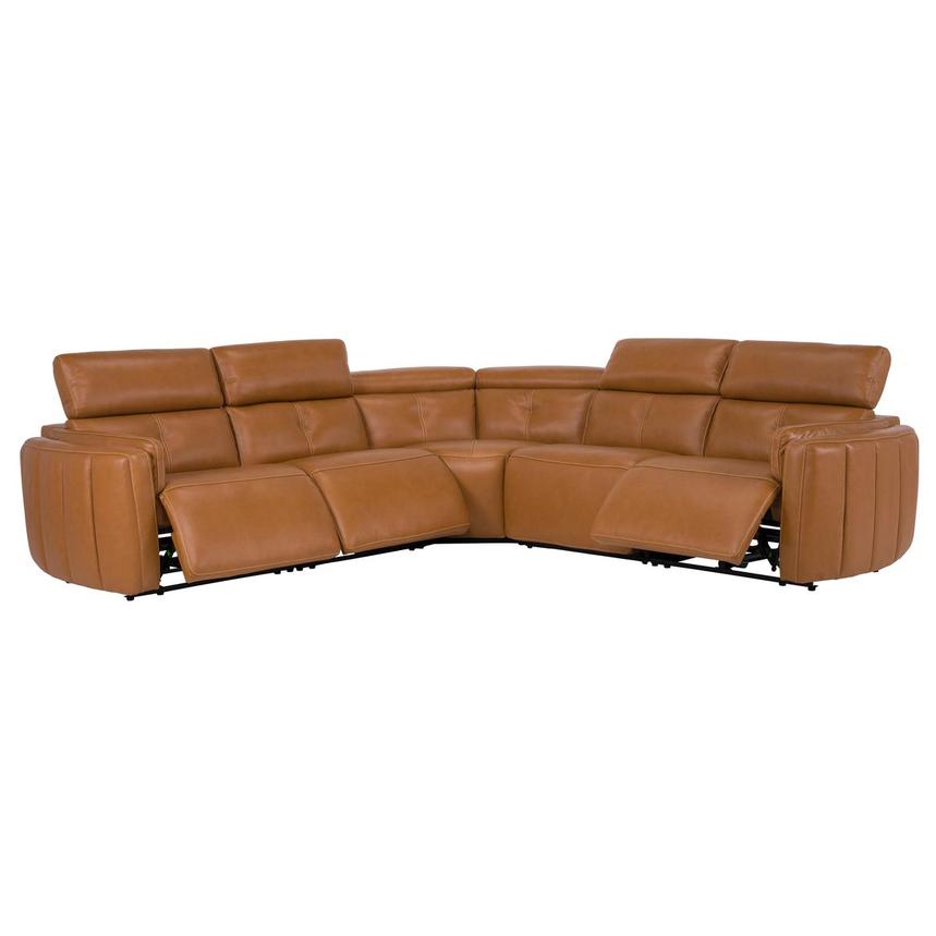 Kamet Tan Leather Power Reclining Sectional with 5PCS/3PWR alternate image, 2 of 7 images.