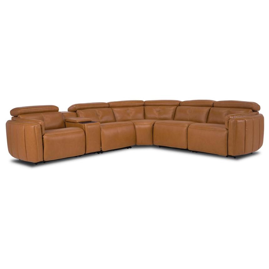 Kamet Tan Leather Power Reclining Sectional with 6PCS/2PWR  main image, 1 of 8 images.