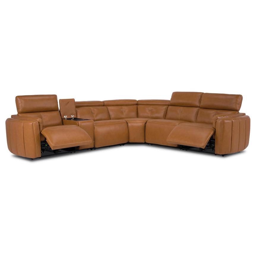 Kamet Tan Leather Power Reclining Sectional with 6PCS/2PWR alternate image, 2 of 8 images.