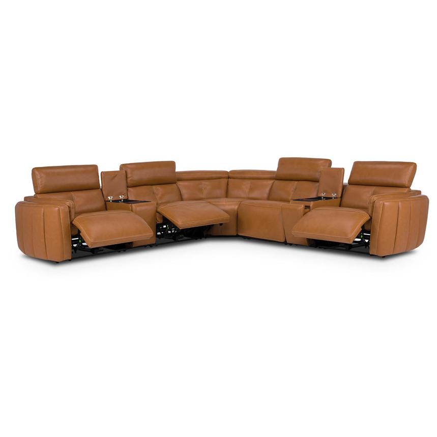 Kamet Tan Leather Power Reclining Sectional with 7PCS/3PWR alternate image, 2 of 8 images.