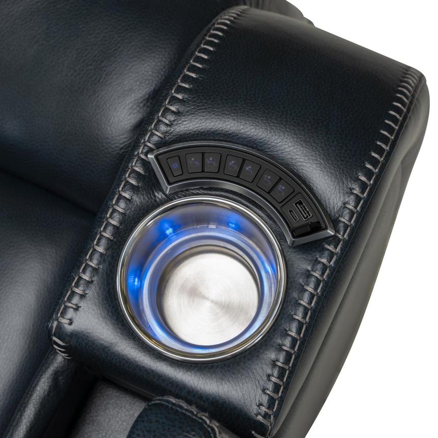Neptune Blue Leather Power Recliner  alternate image, 8 of 11 images.