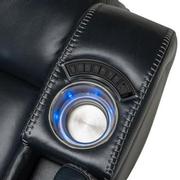 Neptune Blue Leather Power Recliner  alternate image, 8 of 11 images.