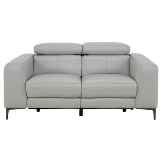 Monroe Silver Leather Power Reclining Loveseat