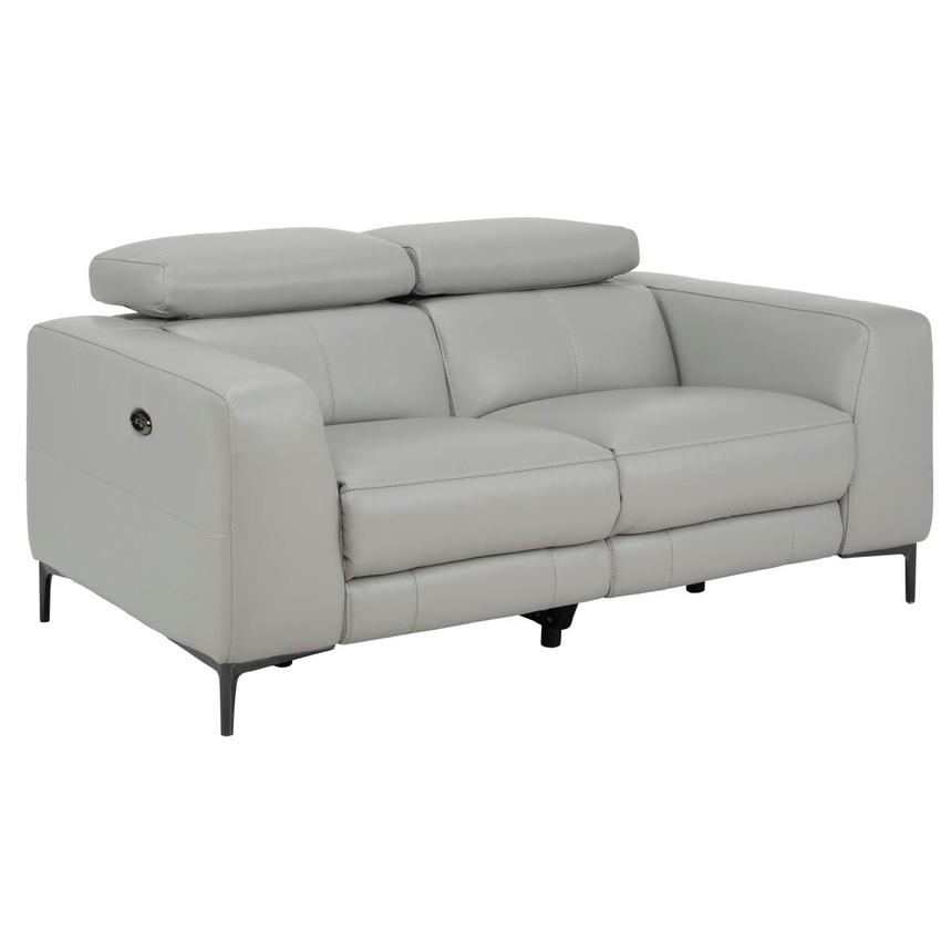 Monroe Silver Leather Power Reclining Loveseat  alternate image, 2 of 10 images.