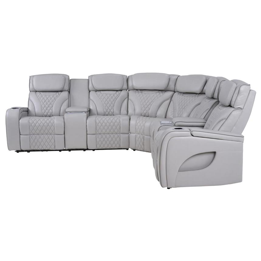 Pummel Gray Leather Power Reclining Sofa  alternate image, 5 of 16 images.