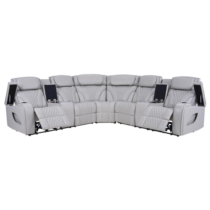 Pummel Gray Leather Corner Sofa alternate image, 3 of 16 images.