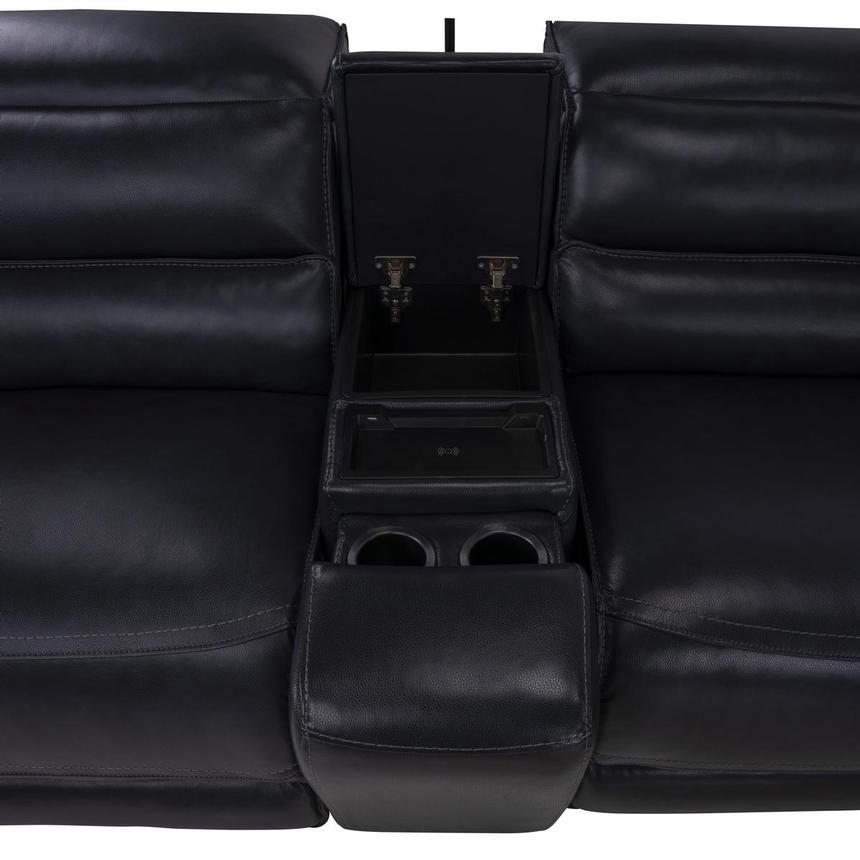 Cosmo II Blueberry Leather Power Reclining Sofa w/Console alternate image, 5 of 10 images.