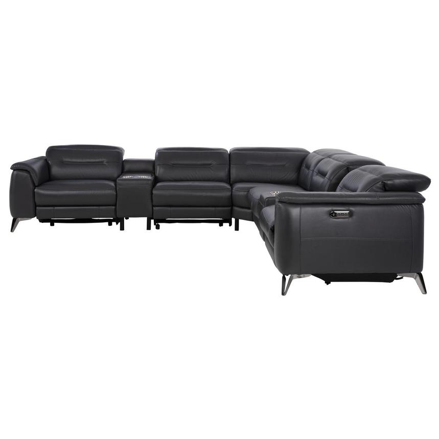 Anabel Gray Leather Power Reclining Sectional with 7PCS/3PWR  alternate image, 4 of 13 images.