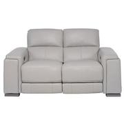 Charlette Silver Leather Power Reclining Loveseat  main image, 1 of 12 images.