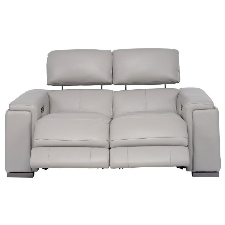 Charlette Silver Leather Power Reclining Loveseat  alternate image, 2 of 12 images.