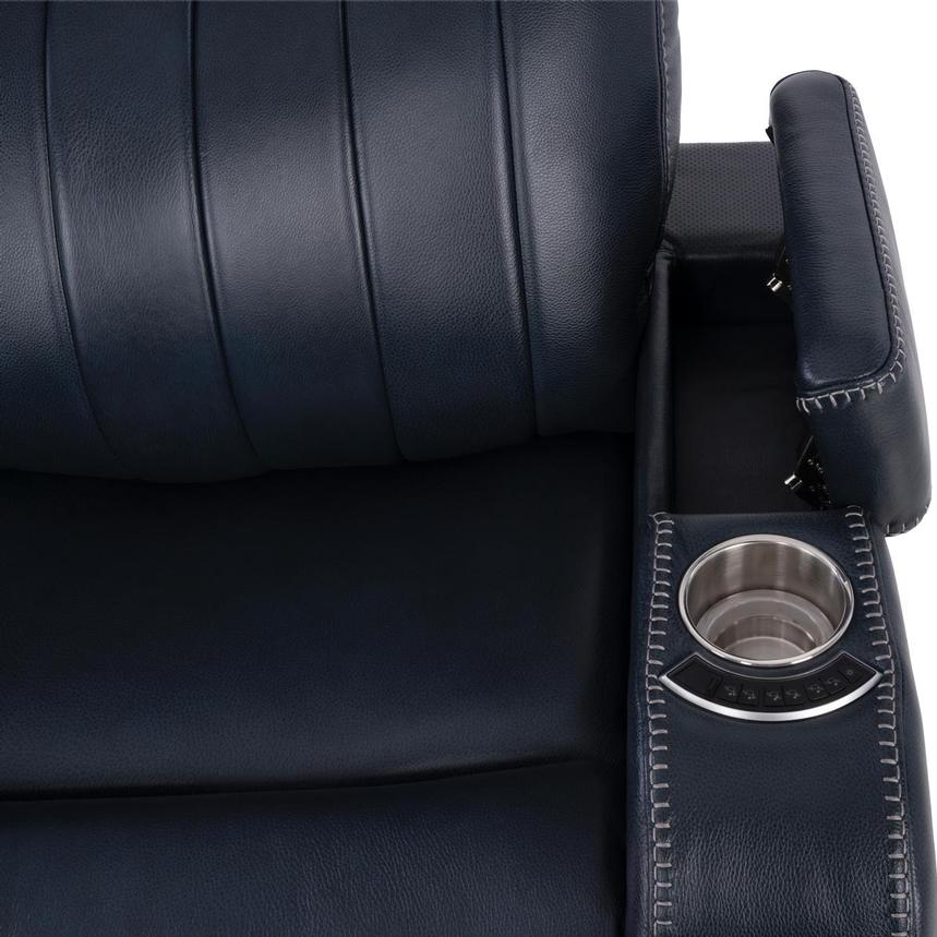 Neptune Blue Leather Power Reclining Sofa w/Console  alternate image, 12 of 16 images.