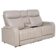 Neptune Gray Leather Power Reclining Sofa w/Console  alternate image, 3 of 16 images.