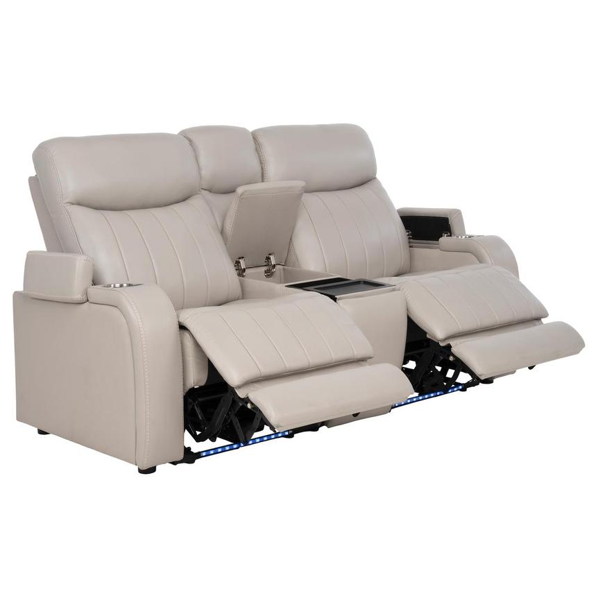 Neptune Gray Leather Power Reclining Sofa w/Console  alternate image, 5 of 17 images.