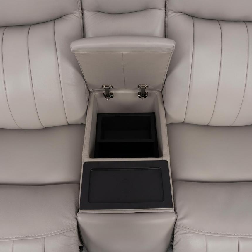 Neptune Gray Leather Power Reclining Sofa w/Console  alternate image, 10 of 17 images.