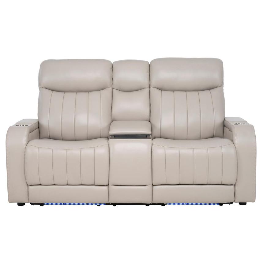 Neptune Gray Leather Power Reclining Sofa w/Console  main image, 1 of 17 images.