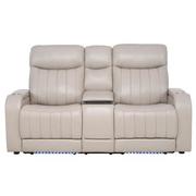Neptune Gray Leather Power Reclining Sofa w/Console  main image, 1 of 17 images.