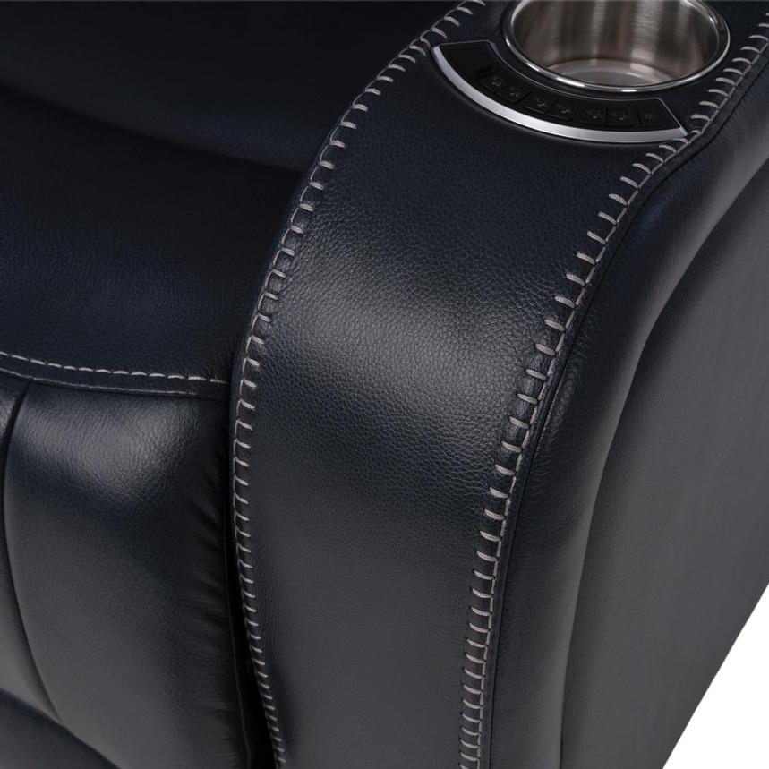 Neptune Blue Leather Power Reclining Sofa w/Console alternate image, 15 of 16 images.