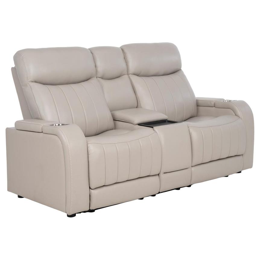 Neptune Gray Leather Power Reclining Sofa w/Console alternate image, 4 of 17 images.