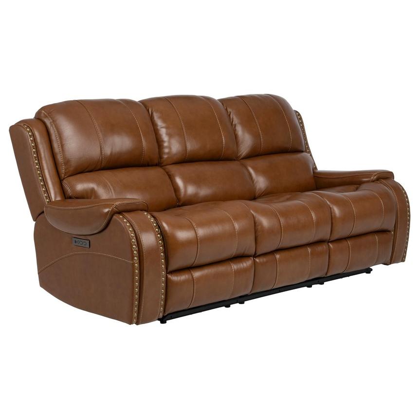 Durham Tan Leather Power Reclining Sofa  alternate image, 2 of 9 images.