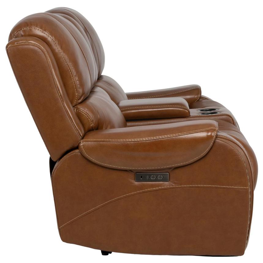 Durham Tan Leather Power Reclining Sofa w/Console  alternate image, 4 of 13 images.