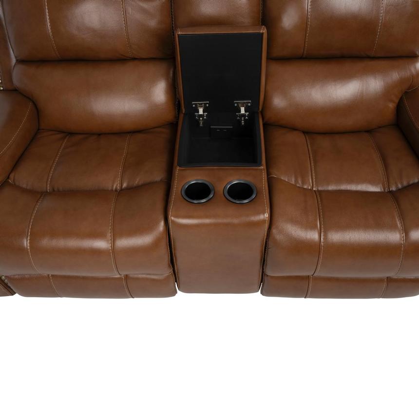 Durham Tan Leather Power Reclining Sofa w/Console  alternate image, 7 of 13 images.