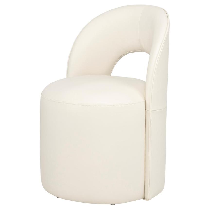 Fiorenza Cream Leather Side Chair w/Casters  main image, 1 of 9 images.