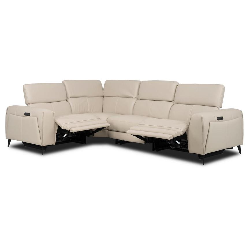 Luke 2.0 Taupe Leather Power Reclining Sectional with 4PCS/2PWR  alternate image, 2 of 9 images.