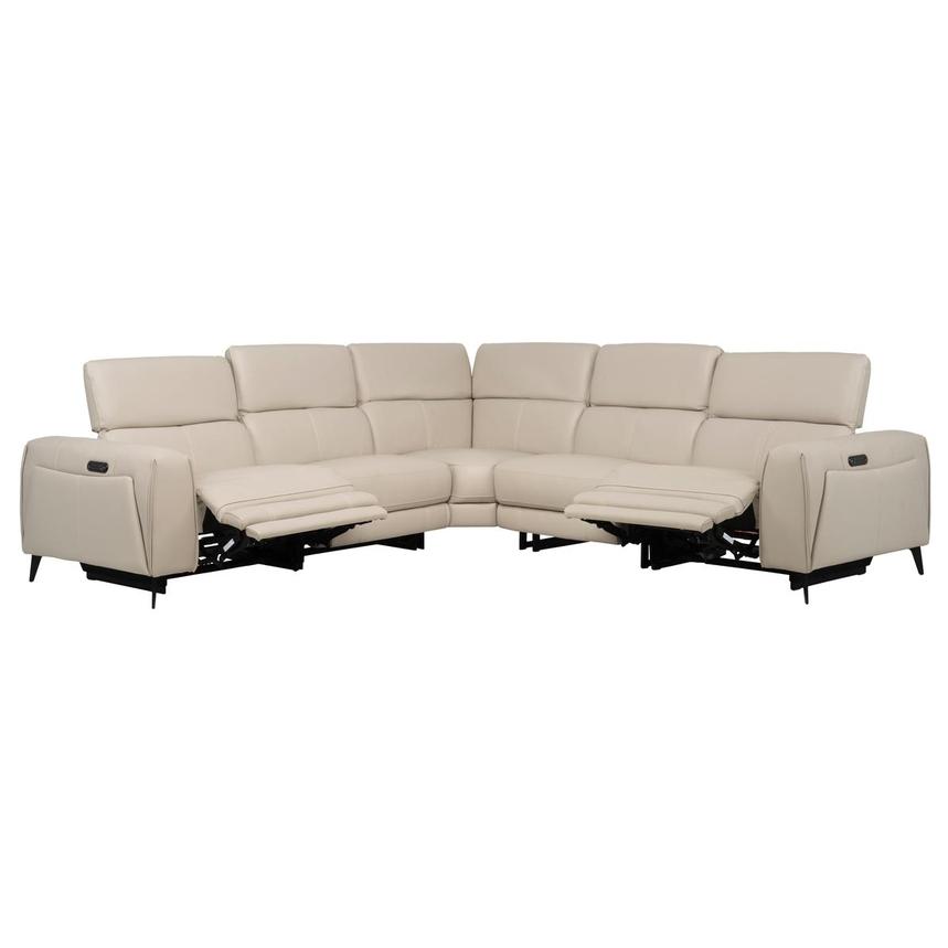 Luke 2.0 Taupe Leather Power Reclining Sectional with 5PCS/2PWR  alternate image, 2 of 9 images.