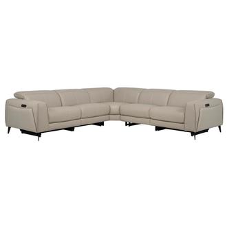 Luke 2.0 Taupe Leather Power Reclining Sectional with 5PCS/3PWR