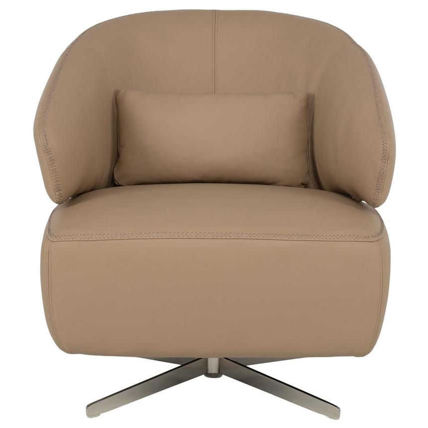 Tivona Dark Cream Leather Swivel Chair  alternate image, 2 of 9 images.