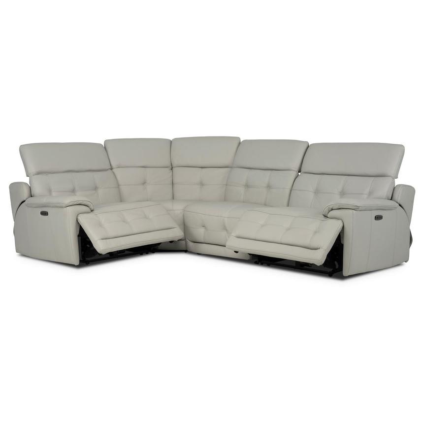 Graystone Gray Leather Power Reclining Sectional with 4PCS/2PWR