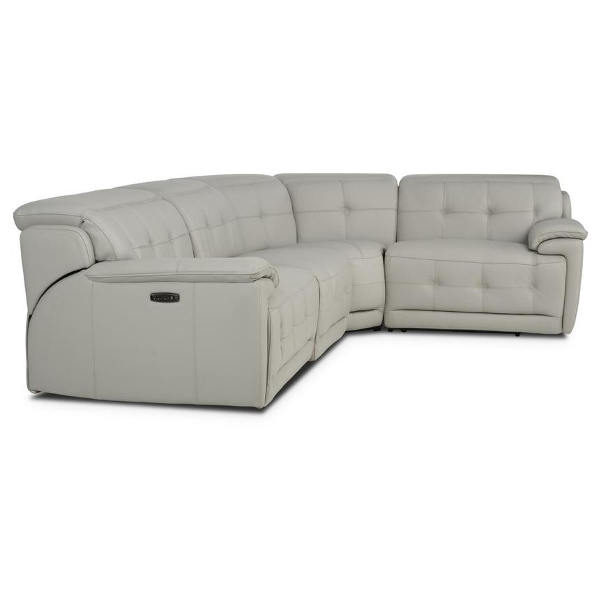 Graystone Gray Leather Power Reclining Sectional with 4PCS/2PWR  alternate image, 3 of 9 images.