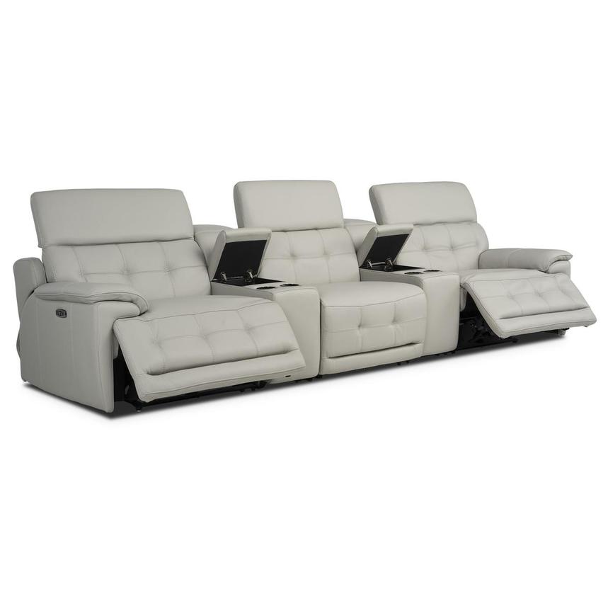 Graystone Gray Home Theater Leather Seating with 5PCS/2PWR alternate image, 3 of 11 images.