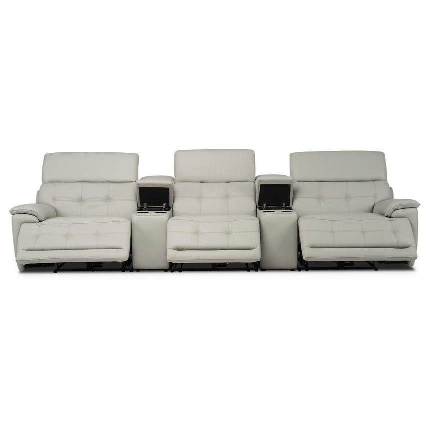 Graystone Gray Home Theater Leather Seating with 5PCS/3PWR  alternate image, 2 of 11 images.